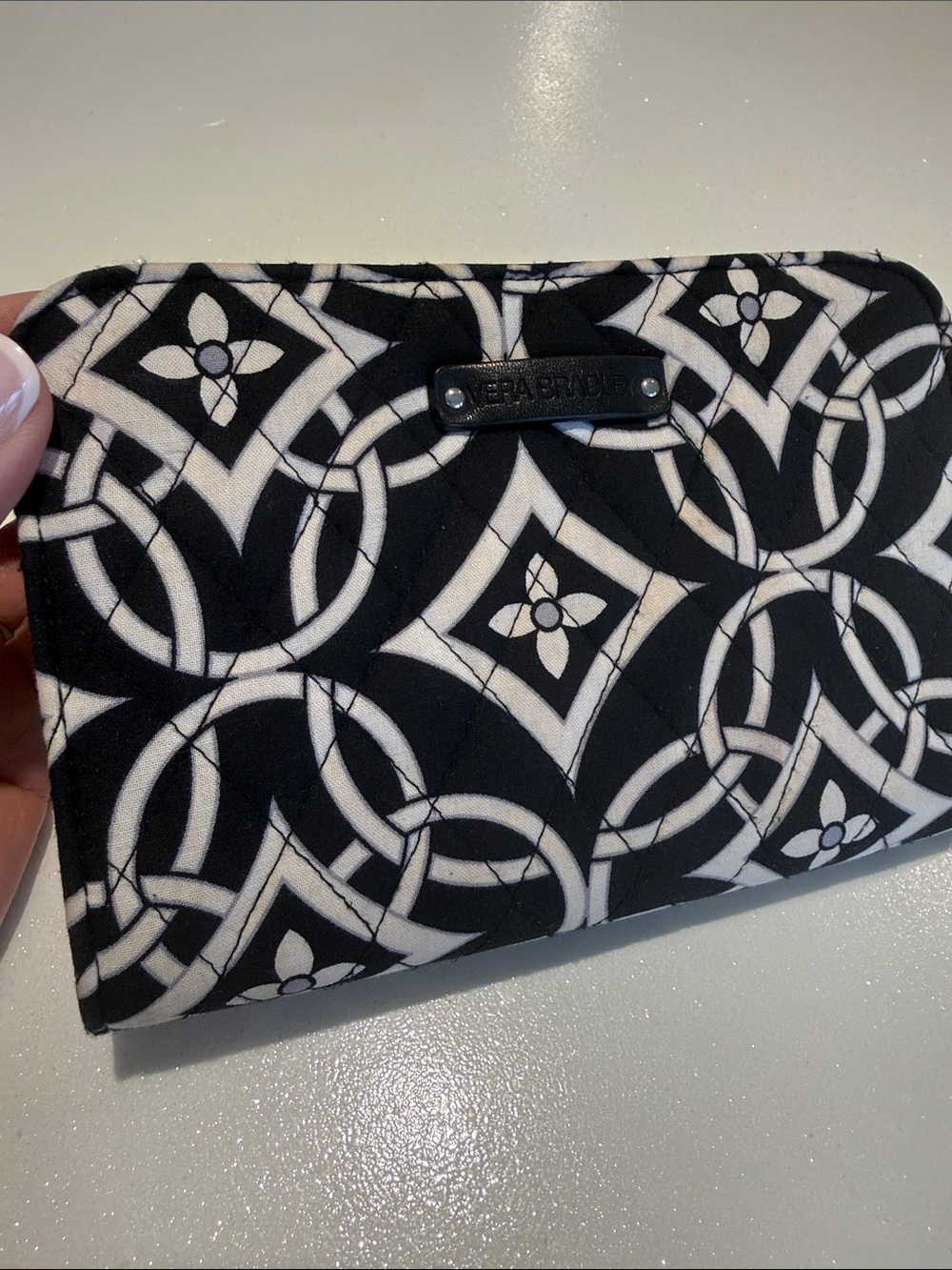Vera Bradley Black & White Geometric Quilted Zip Wallet
